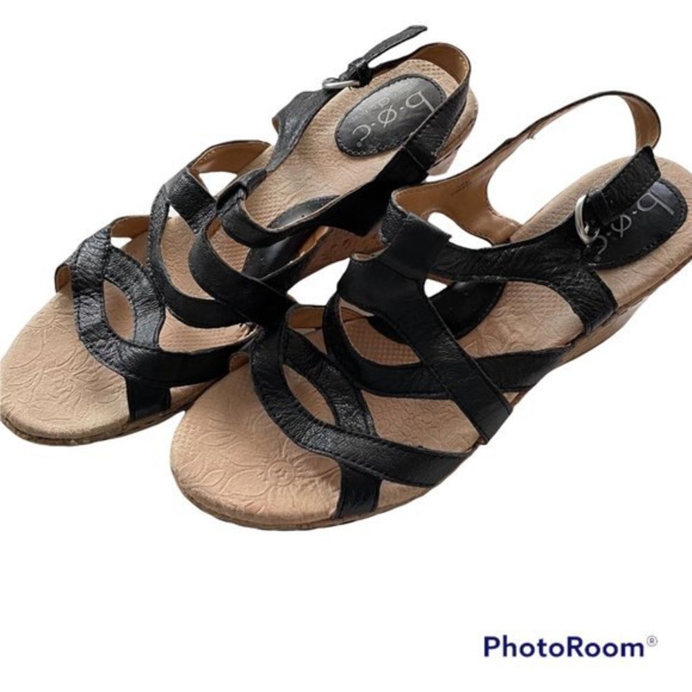 B.O.C. Womens Black Wedge Womens Casual Career Sandals, 10M